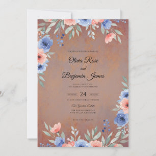 Dusty Terracotta Azure Wildflower Wedding Invitation