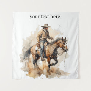 Dusty Trail Ride in Watercolor, custom Tapestry
