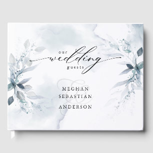 Dusty Turquoise Foliage Mariage Livre d'or