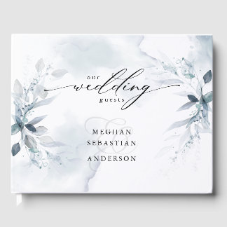 Dusty Turquoise Foliage Mariage Livre d'or