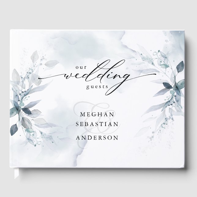 Dusty Turquoise Foliage Mariage Livre d'or (Recto)