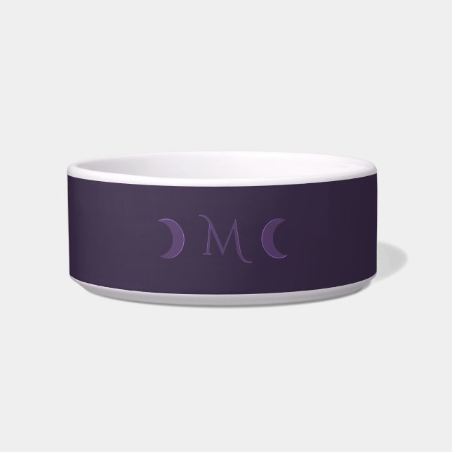 Dusty Violet Crescent Moons Monogram Bowl (Front)