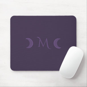 Dusty Violet Crescent Moons Monogram Mouse Pad