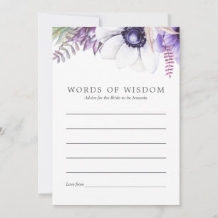 Dusty Violet Floral Bridal Shower Advice Card