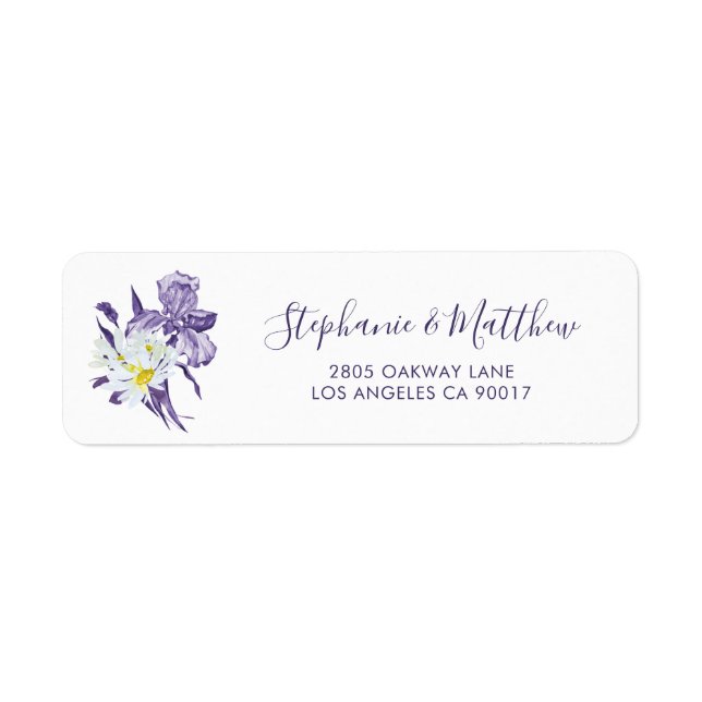 Dusty violet Iris blanc marguerite Mariage botaniq (Devant)