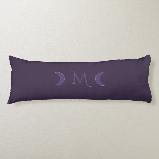 Dusty Violet Monogram Crescent Moon Body Pillow (Front)
