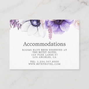 Dusty Violet Wedding Floral Accommodations Enclosure Card
