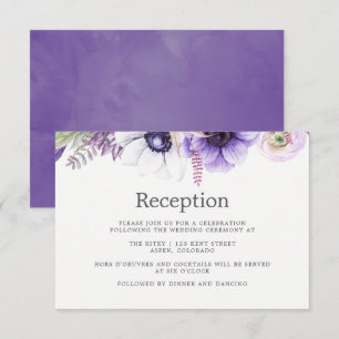 Dusty Violet Wedding Watercolor Floral Reception Invitation