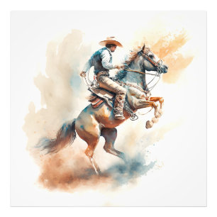 Dusty Western Watercolor “Bucking Bronco” Photo Print
