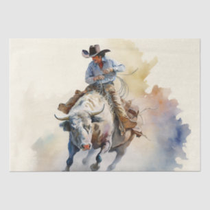 Dusty Western Watercolor “Rodeo Bull Rider” Tissue Paper