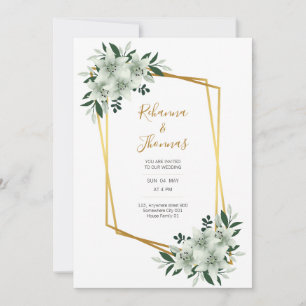 dusty whites greenery watercolor wedding card