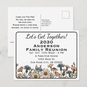 Dusty Wildflower Get Together Family Reunion  Holiday Postcard