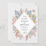 Dusty Wildflower Watercolor Wedding Invitation<br><div class="desc">For elegant spring weddings, fall or autumn marriages, or summer evening weddings, choose these natural coloured floral wedding invitations. For a fresh and modern style, chic design combines natural and geometric elements. On a crisp white background, your wedding details appear in black letters surrounded by wild flowers and green foliage,...</div>