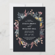 Dusty Wildflower Watercolor Wedding Invitation