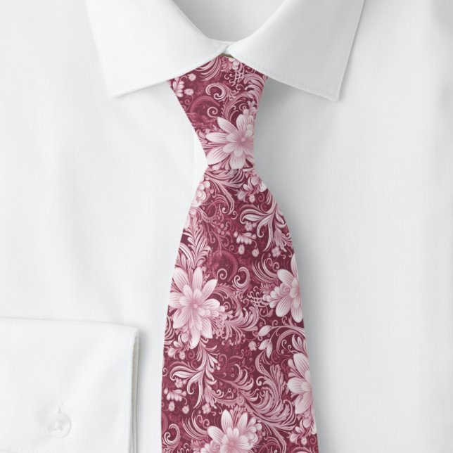 Dusty Wine Floral Batik Tie (Creator Uploaded)