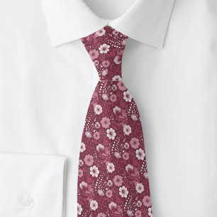 Dusty Wine Pansies Tie