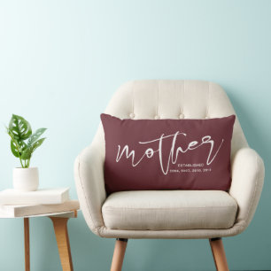 Dusty Wine Script Personalized Mother's Day Gift Lumbar Pillow