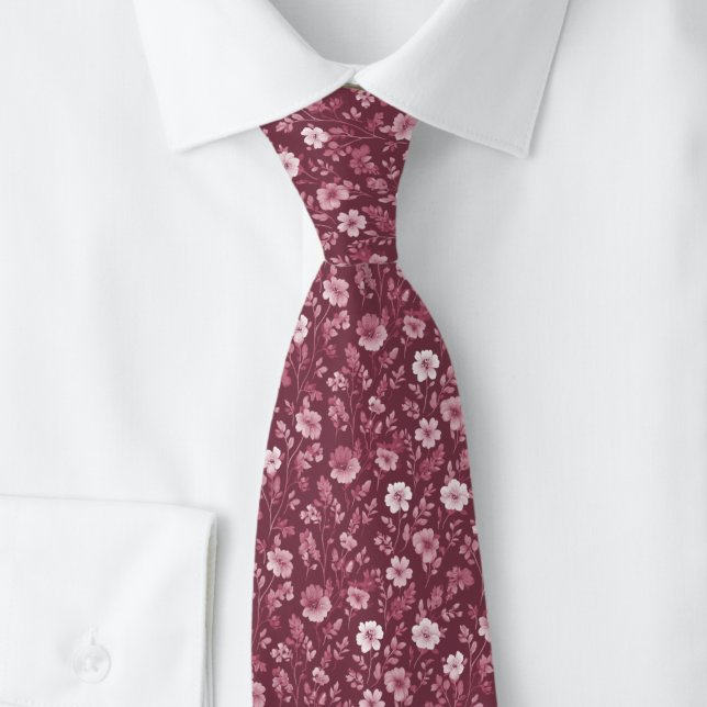 Dusty Wine Tiny Flowers Tie (Creator Uploaded)