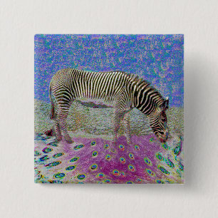 Dusty Zebra Dreams 2 Inch Square Button