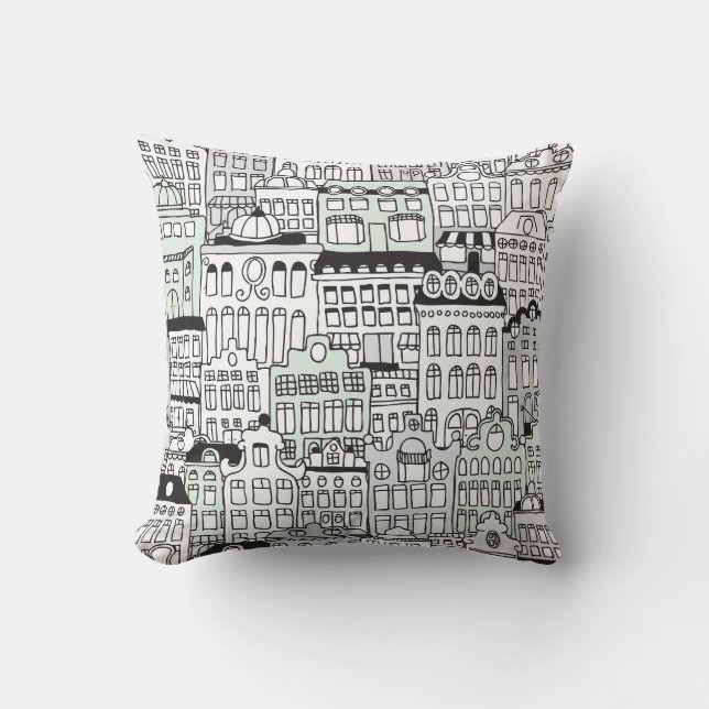 Dutch amsterdam illustration home pattern throw pillow (Front)