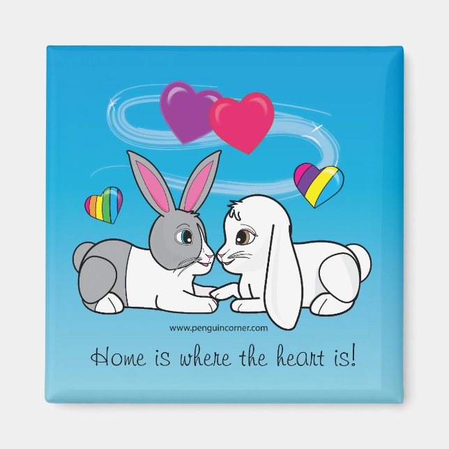Dutch and Lop Rabbit : where the heart is Magnet (Front)