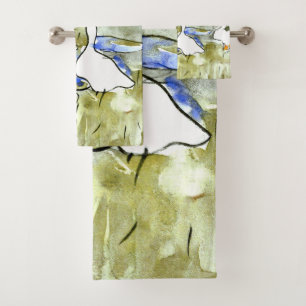 Dutch Art Nouveau Ducks and Geese Bath Towel Set