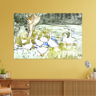 Dutch Art Nouveau Ducks and Geese Canvas Print