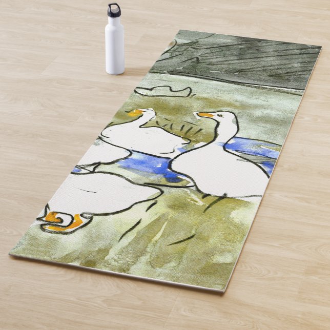 Dutch Art Nouveau Ducks and Geese Yoga Mat (In Situ)