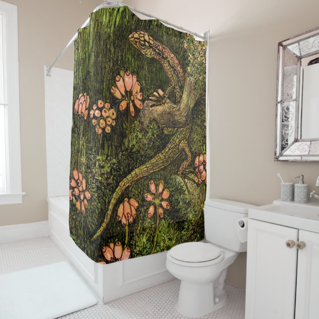 Dutch Art Nouveau Lizard and Wildflowers (In Situ)