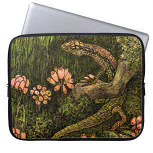 Dutch Art Nouveau Lizard and Wildflowers Laptop Sleeve