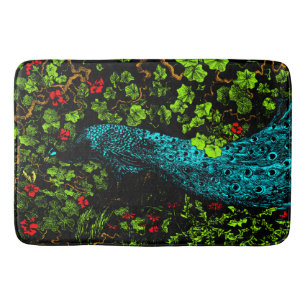 Dutch Art Nouveau Peacock and Butterfly  Bath Mat