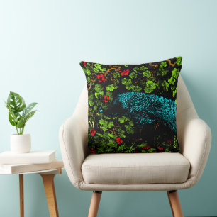 Dutch Art Nouveau Peacock and Butterfly  Throw Pillow