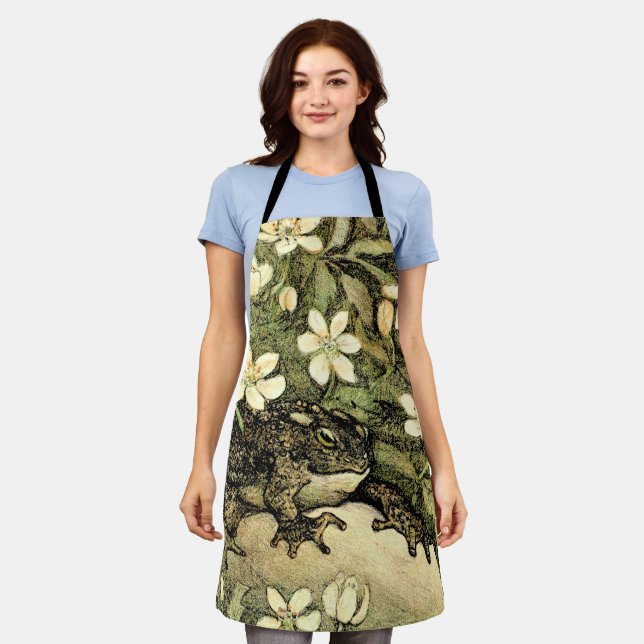 Dutch Art Nouveau Toad and Dogwood  Apron (Worn)