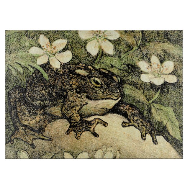 Dutch Art Nouveau Toad and Dogwood  Cutting Board (Front)