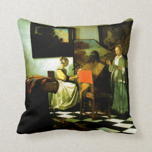 Dutch Artist Vermeer Painting The Concert Throw Pillow