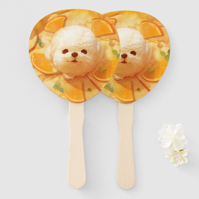 Dutch Baby Pancake with Cute Dog Ice Cream Hand Fan (Front and Back)