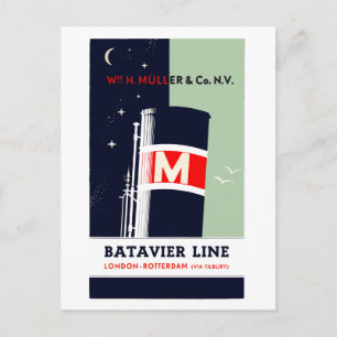 Dutch Batavier shipping line Holland England Postcard