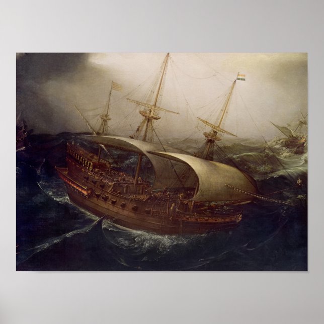 Dutch Battleship in a Storm Poster (Front)