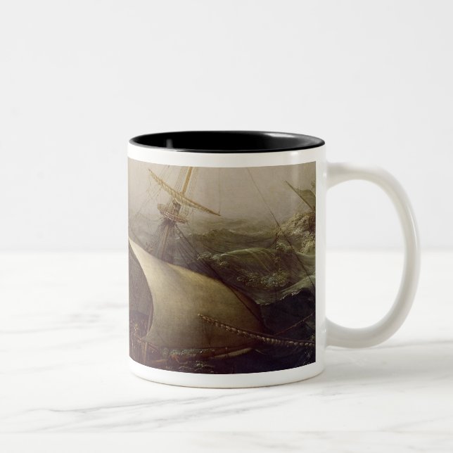 Dutch Battleship in a Storm Two-Tone Coffee Mug (Right)