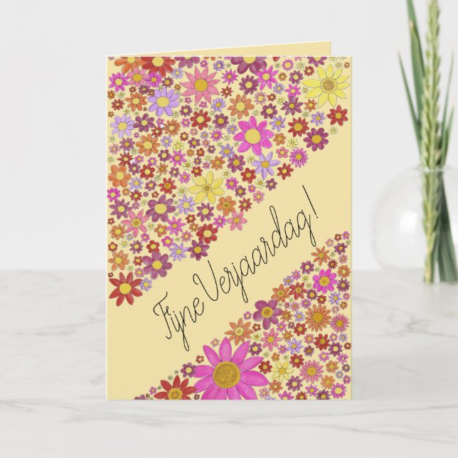 Dutch Birthday Flower collage Card (Front)