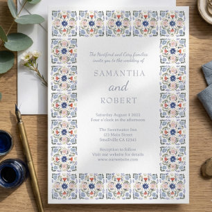 Dutch Blue Tile Wedding Invitation