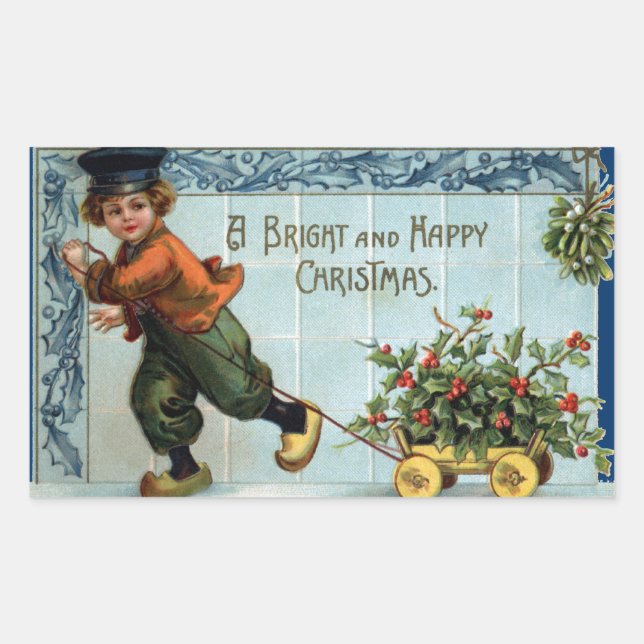 Dutch Boy Vintage Christmas Sticker (Front)