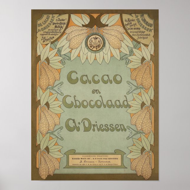 Dutch Cacao & Chocolate Label Circa 1900 Poster (Front)