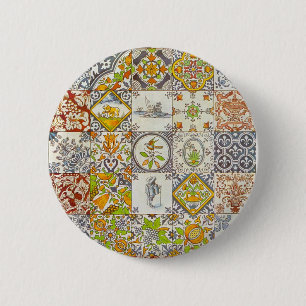 Dutch Ceramic Tiles 2 Inch Round Button