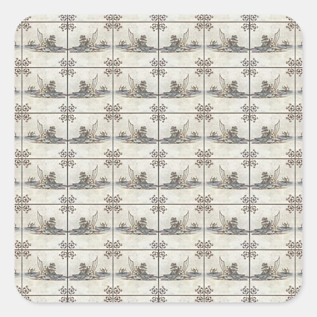 Dutch Ceramic Tiles 4 Square Sticker (Front)