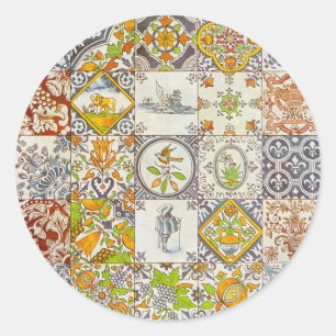 Dutch Ceramic Tiles Classic Round Sticker
