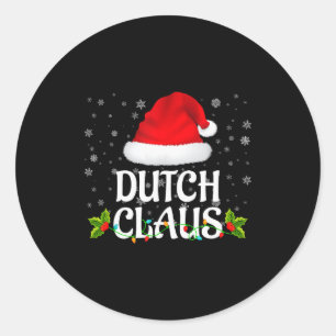 Dutch Claus Christmas Lights Santa Pajama Family M Classic Round Sticker