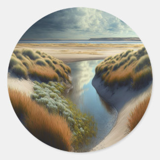 Dutch Coastal Dunes Classic Round Sticker