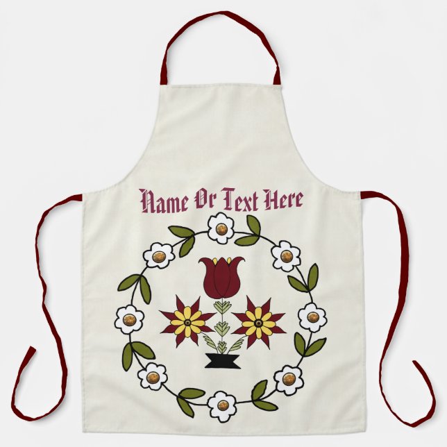 Dutch Country Folk Floral Apron (Front)