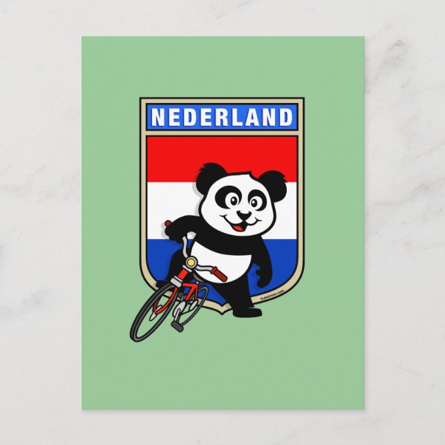 Dutch Cycling Panda Postcard (Front)